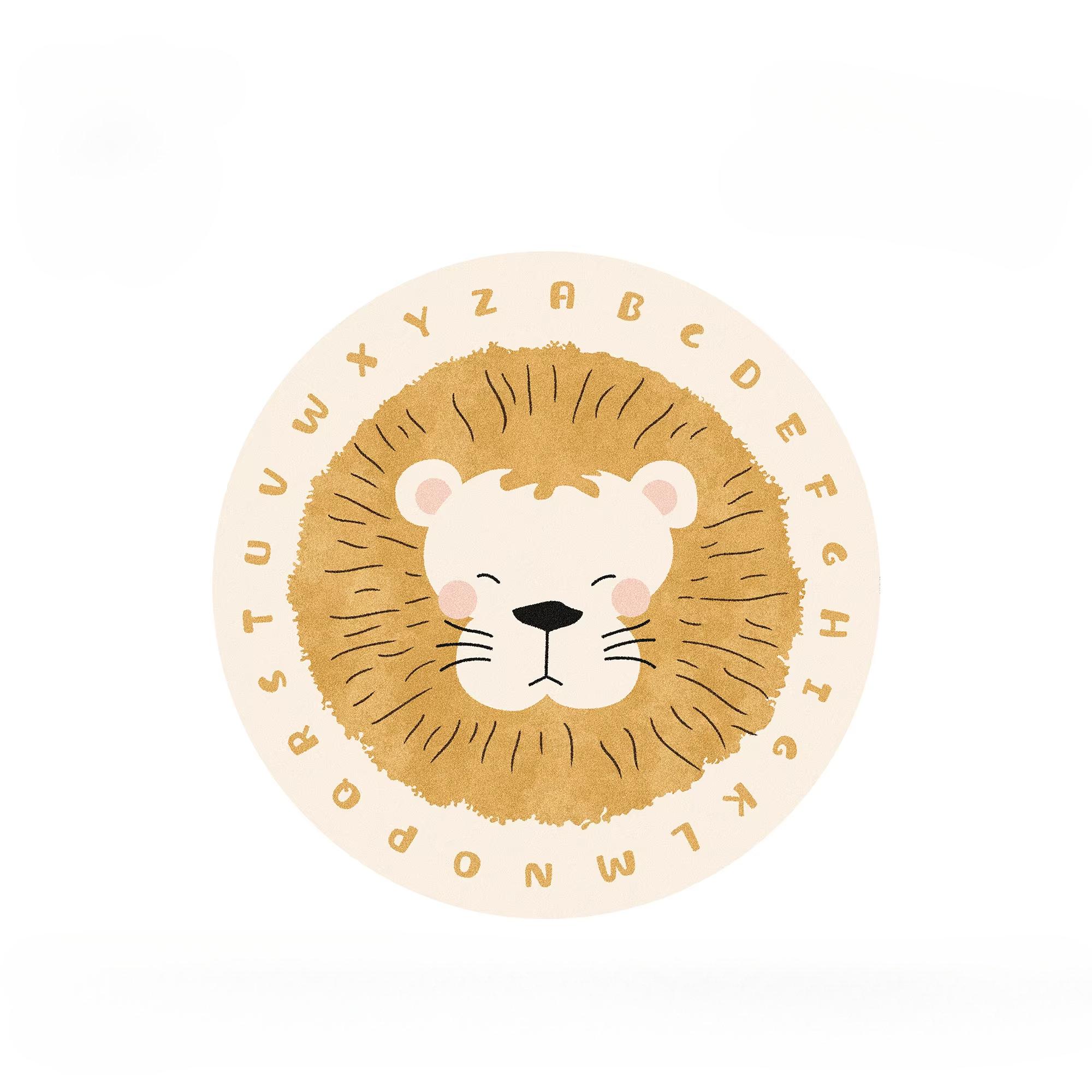 

Children s Style Carpets for Living Room Cartoon Animal Bedroom Decor Carpet Fluffy Soft Round Rug Home Thick Plush Floor Mat 80x80CM