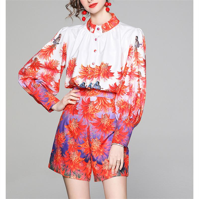 Tištěné dvoudílné sady Dámská sada dvoudílných outfitů Dámské 2dílné letní halenky Top+Šortky Dámské teplákové soupravy pro ženy