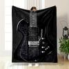 Electric Black Guitar Design Warm Blanket - Flannel Blanket for Bedroom, Living Room, Sofa, and Nap.