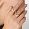 Stylish 18K Gold-Plated Rhinestone Butterfly Open Ring In Multiple Colors