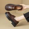 Cowhide Version~ Loafers Women's Autumn New Fashionable Small Man Platform Commuting British Style Small Leather Shoes Comfortable Single Shoes