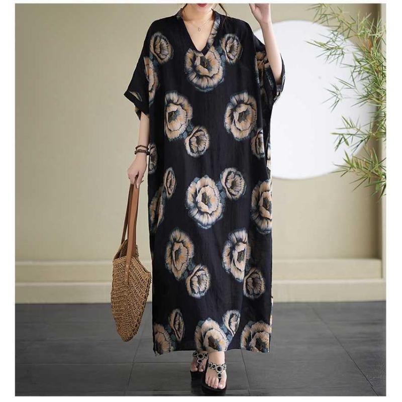 V-Neck Vintage Long Flesh-Covering Dresses