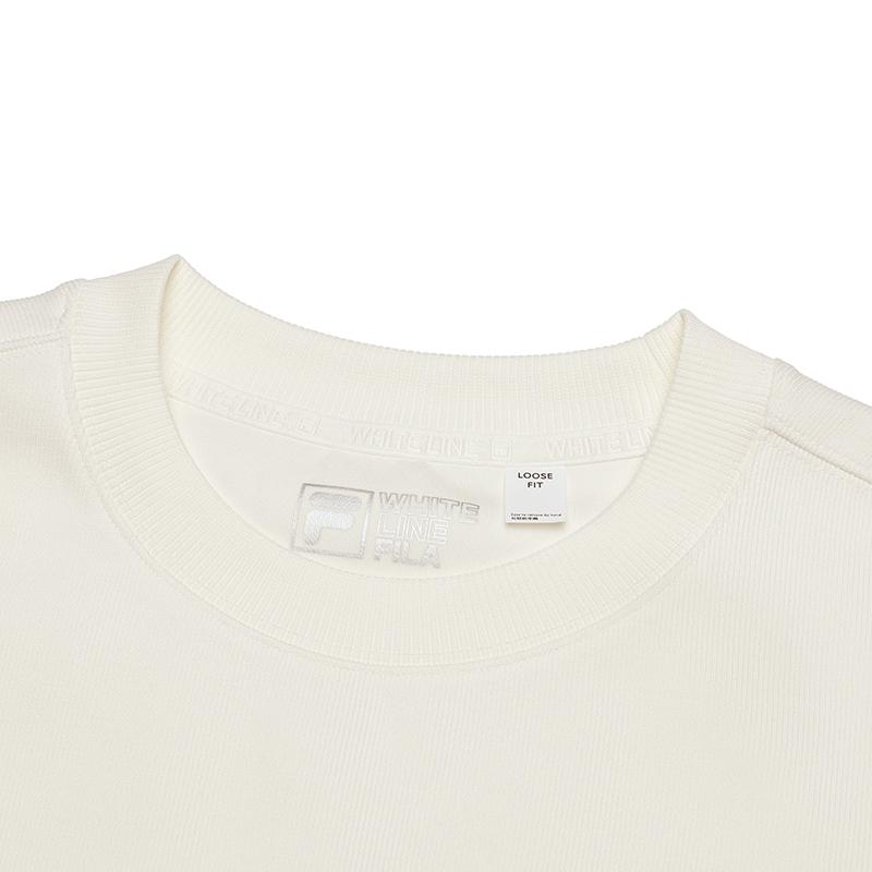 FILA Fashionable Versatile Knitted Round Neck Pullover Sweatshirt Women sweatshirt Cloud-Mushroom-White F11W519214FWT