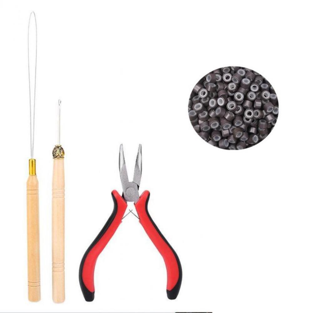 Hook Needle Hair Extensions Tools Kit Pulling Needle Micro Beads Plier  for Hair Extensions