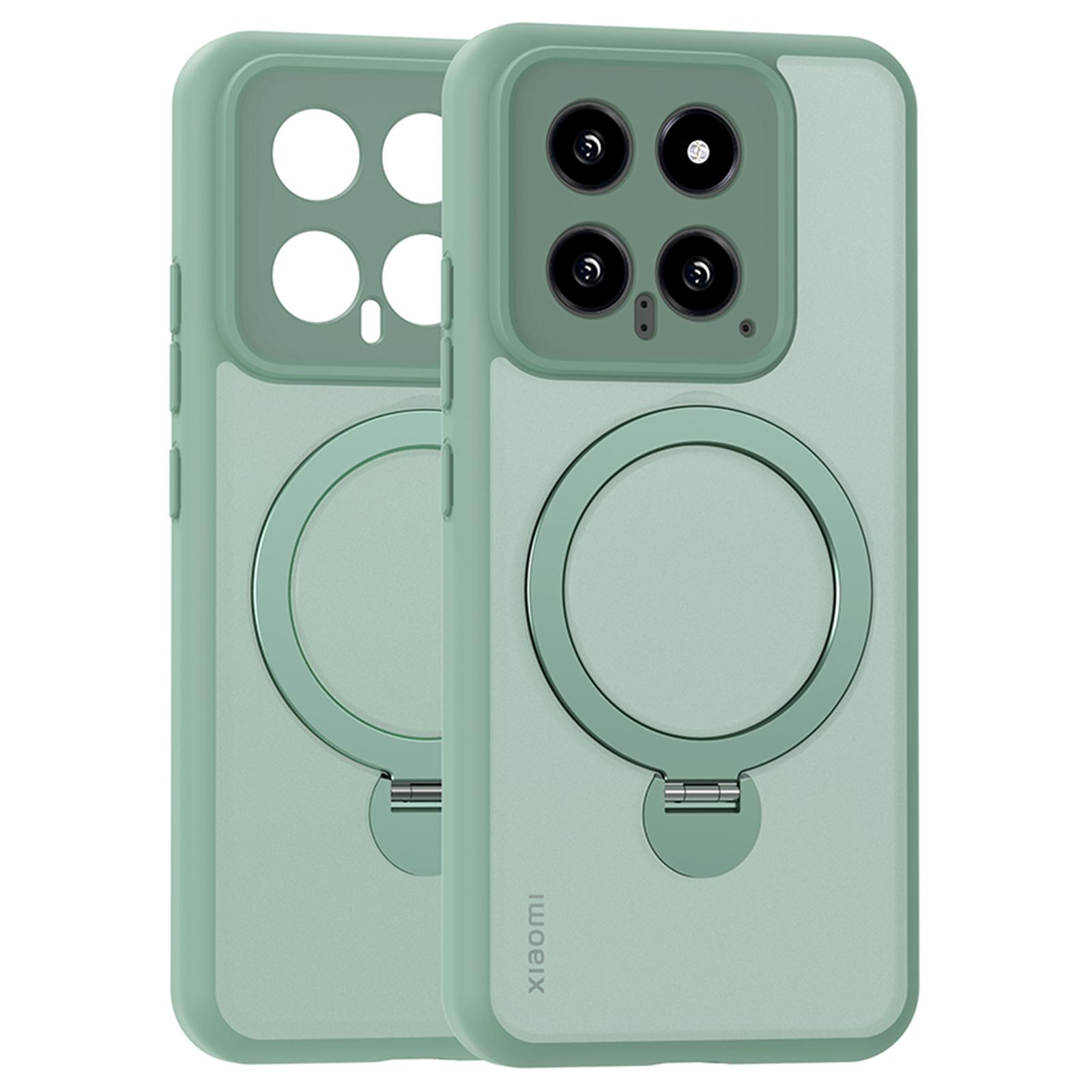 

Magnetic Phone Case for Xiaomi 14 Ring Holder Kickstand PC+TPU Cover Cyan