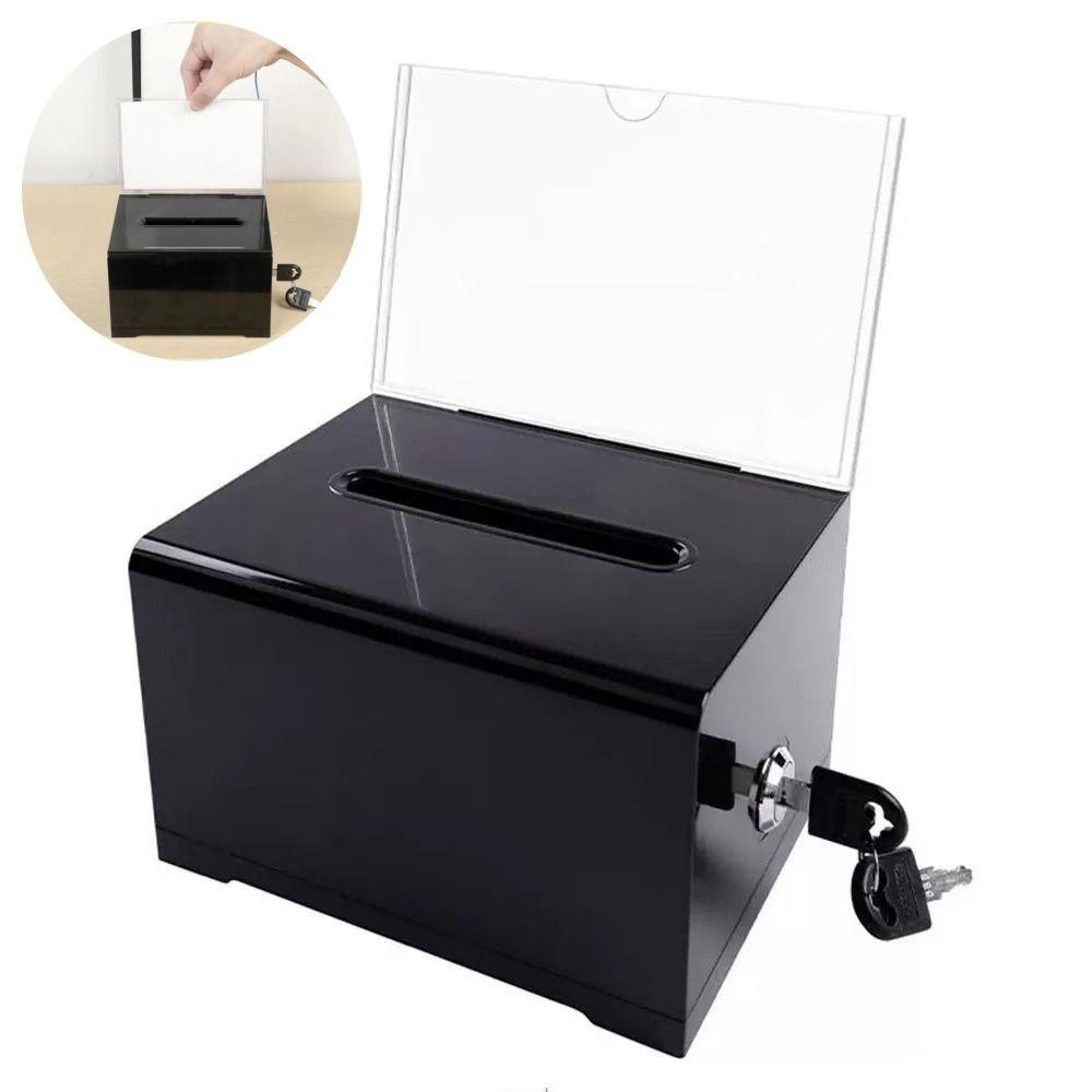 Voting Charity Acrylic Donation Box With Lock Suggestion Box Portable Ballot Box  Business