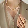 French-Inspired Freshwater Pearl Geometric Necklace: Exquisite Niche Design with High-Quality Texture