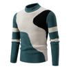 Men's Casual Semi-high Neck Two-tone Long-sleeved Pullover Base Knitted Sweater