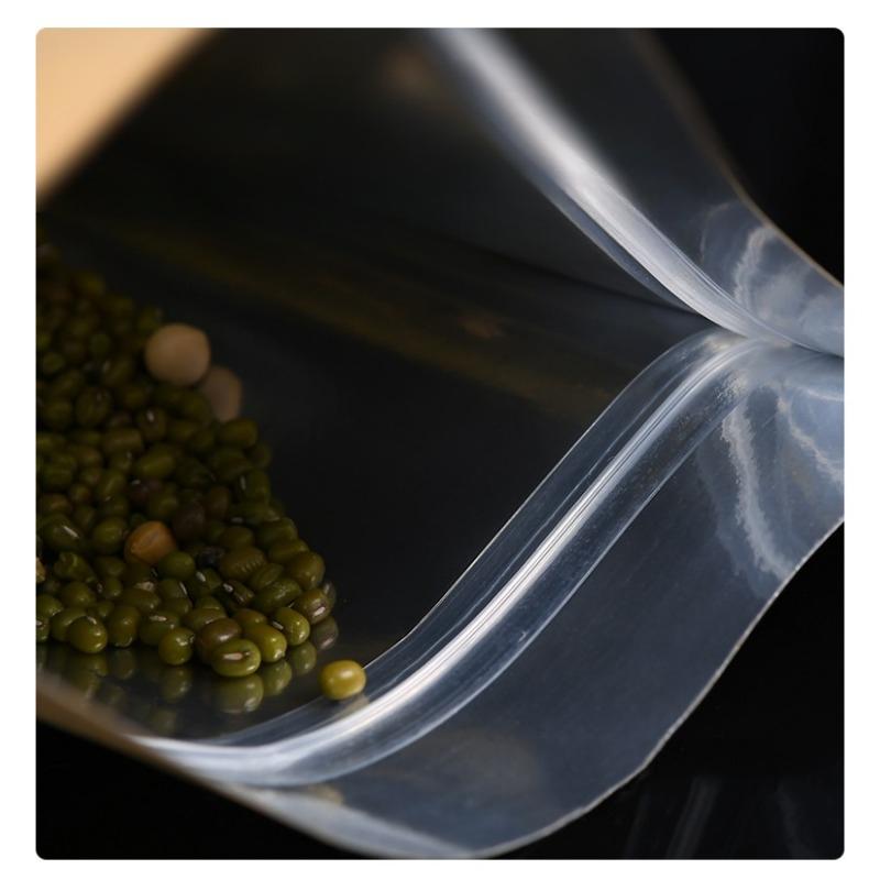 50pcs Kraft Paper Self-supporting Bag Thickening Waterproof Sealing Bags Snacks Dried Fruits Tea Storage Packaging Bag