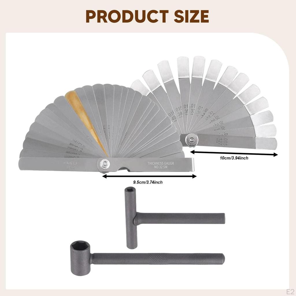 Feeler Gauge Tool Double Marked for Thickness/Wide Sizes Automotive Metal Metric Measurement