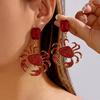 Light Luxury Full Rhinestone Crab Pendant Earrings for Women Exaggerated Sea Animal Earrings Summer Vacation Beach Jewelry