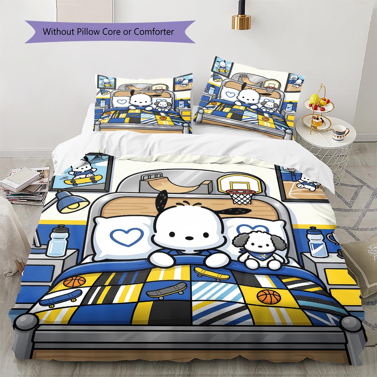 

Pochacco Pattern Bedding,Quilt Set Quilt Cover Pillowcase Home Birthday Gift(1 * duvet cover + 2 * pillowcase, without core) 135x200cm