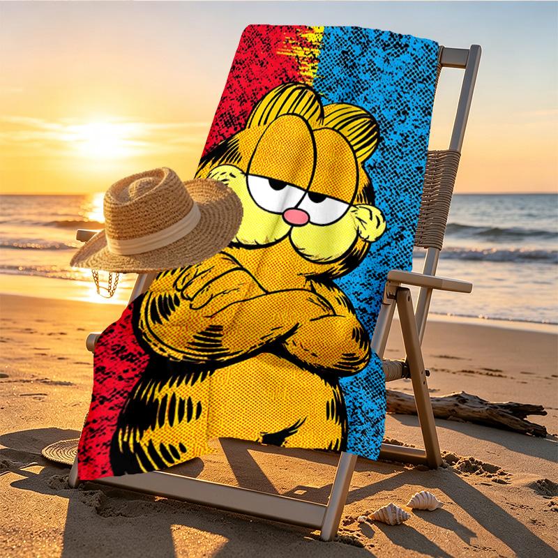 Garfield Print Beach Towel Design, Soft, Lightweight. for Home Bathroom, Spa, Pool, Yoga, Surfing, Camping, Gift for Family, Friend