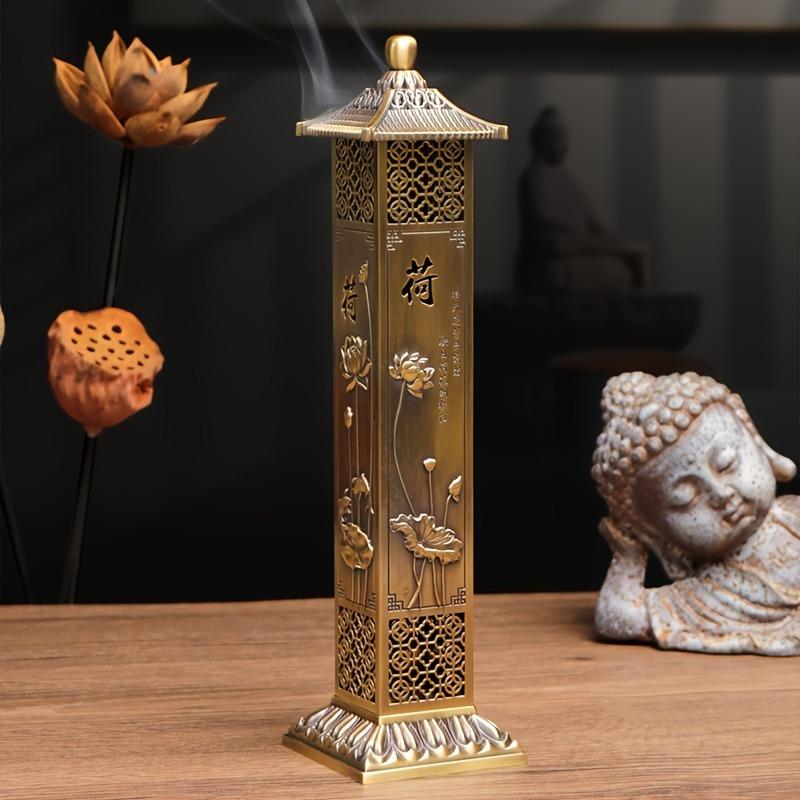 

Retro Incense Burner Vertical Aroma Holder Lotus Dragon Phoenix Incense Base Indoor Aroma Rack Living Room Decor Home Fragrance