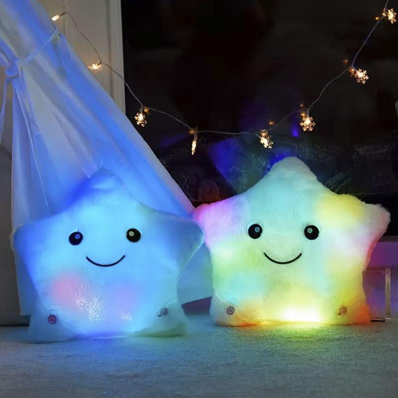 23Cm Creative Twinkle Star Shaped Plush Pillow Led Night Light Glowing Cushions Plush Stuffed Toys Gifts For Kids Decoration