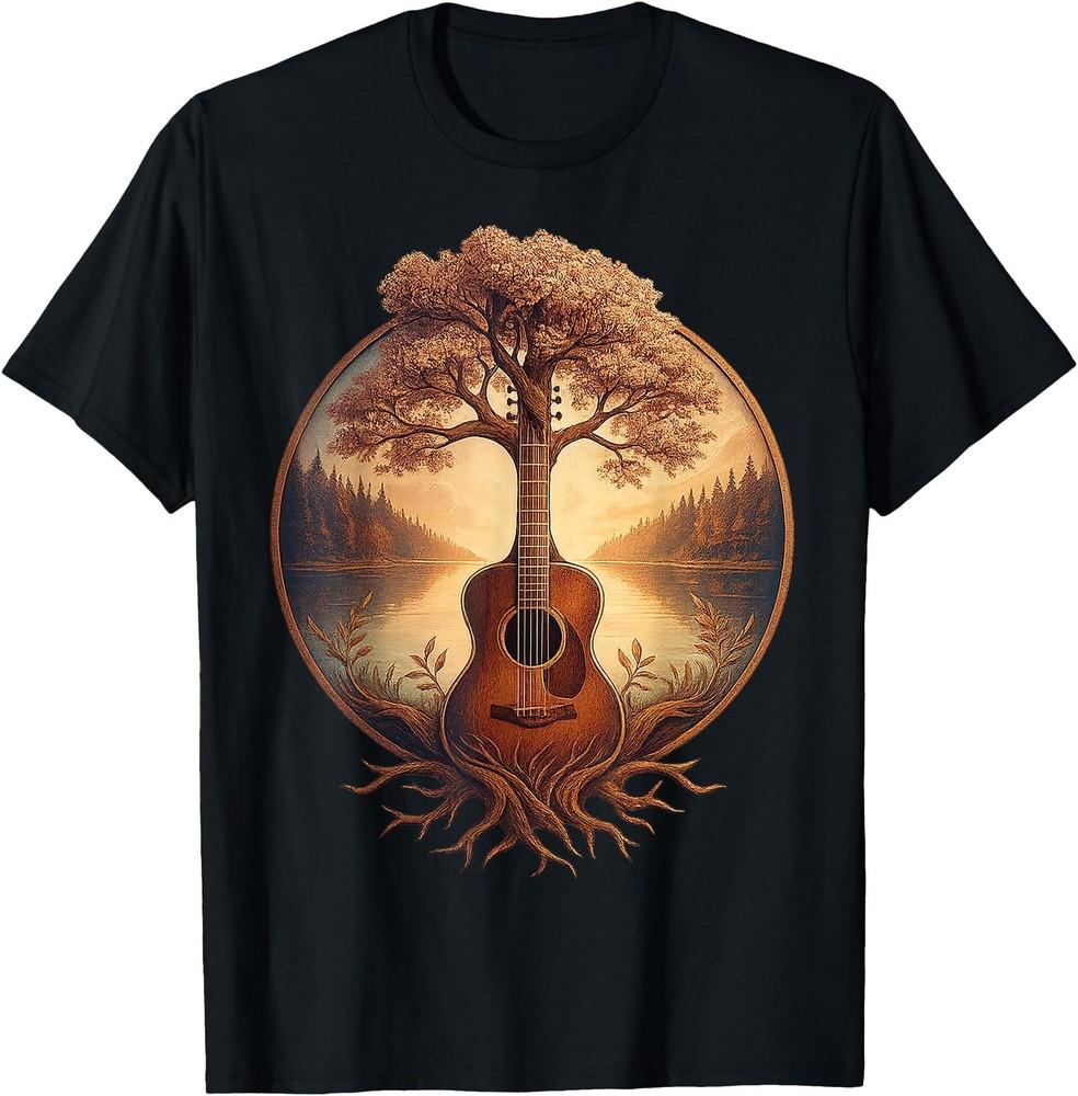 Acoustic Guitar Tree Lake Guitarist Country Music Funny TShirt Unisex T-Shirt S
