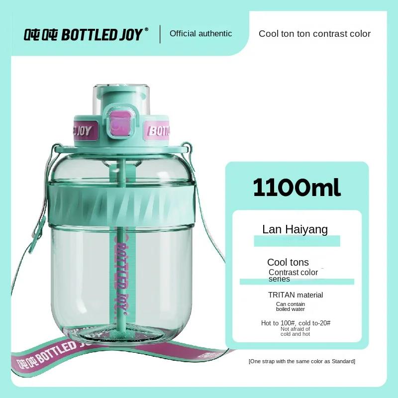 BOTTLED JOY Wang Yibo Tritan Malzeme Büyük Göbek Şişe Büyük Kapasiteli Taşınabilir Kettle Sevimli Öğrenci Çift Yaz Su Şişesi