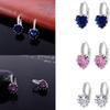 Charming Women Copper Plated Heart AAA Zircon Girl Ear Hoop Earrings Ladies Jewellery Ear Stud Clip