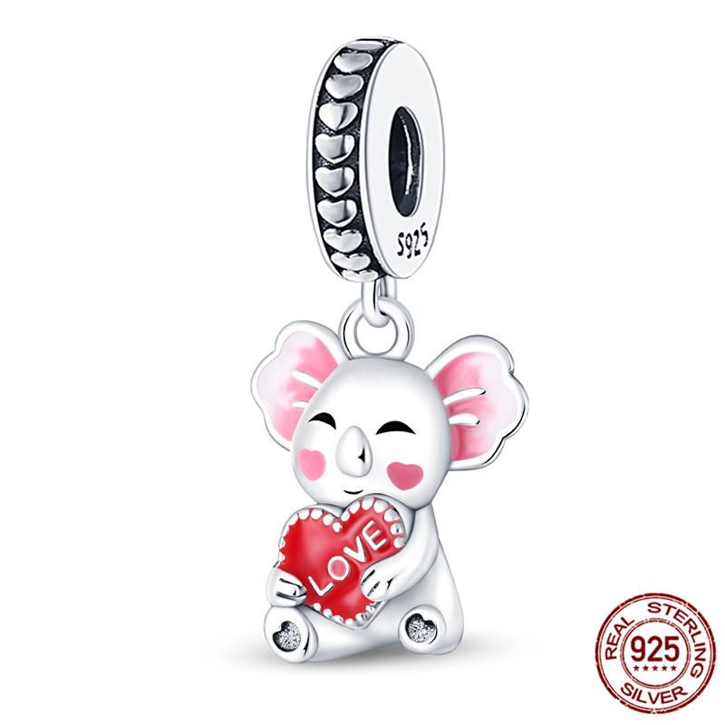 Fit Charms Fororiginal Bracelets Animal Series Flower Rabbit Holding Heart 100%Copper Jewelry Making For Women Gift