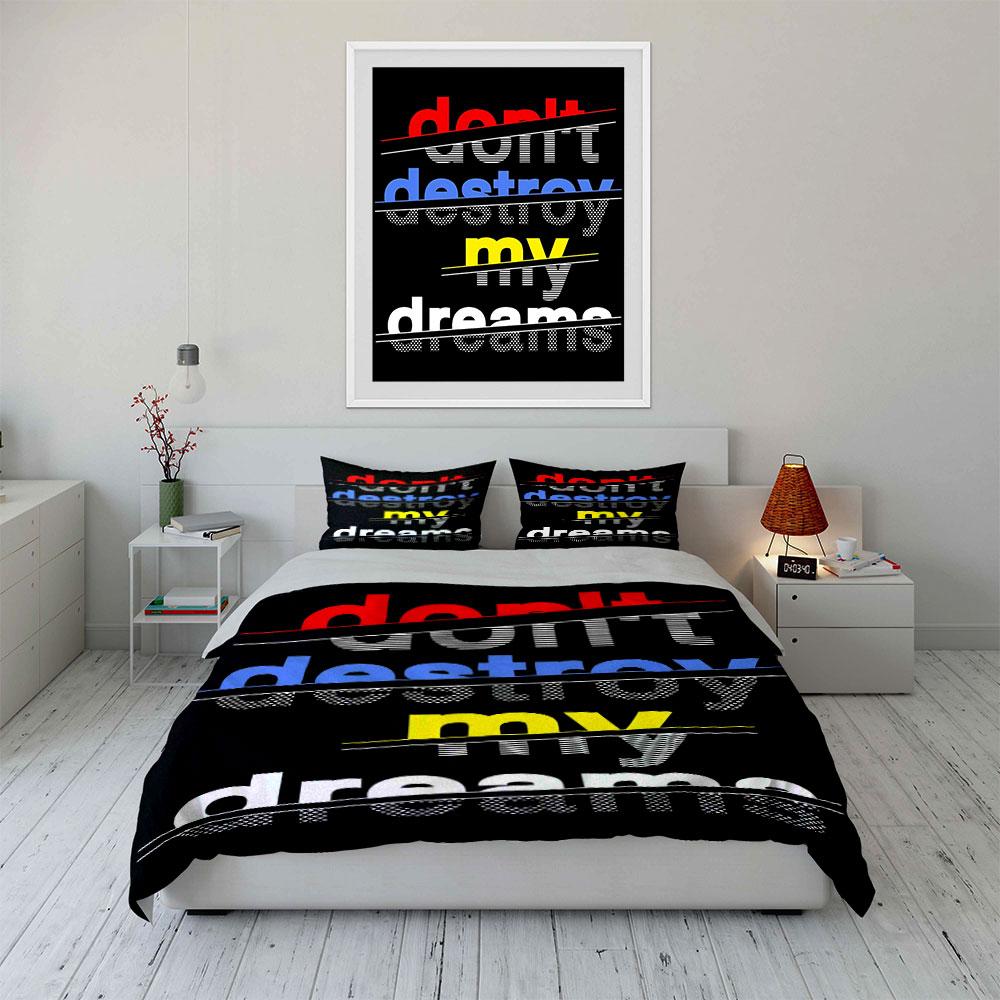 Bold multicolor text design. Bedding sets Duvet cover sets Duvet covers Pillowcases(1 * Duvet Cover 2 * Pillowcases without duvet insert)