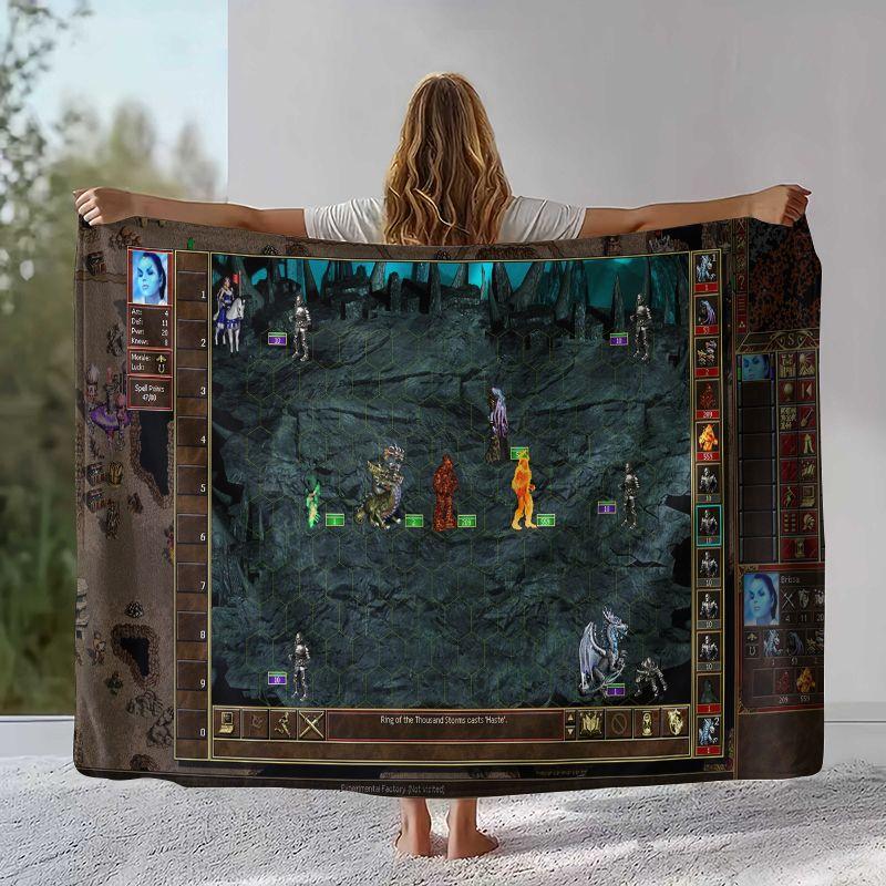 Classic Game Heroes of Might and Magic Map Flannel Blanket,Soft Plush Throw for Home Bedroom Bed Sofa Cover Camping Picnic gift