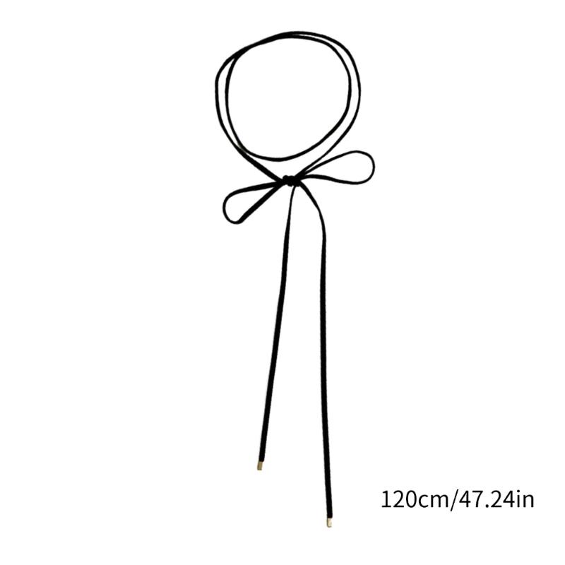 Gotisk Svart Lång Sammet Rosett Halsband för Kvinnor Koreansk Knytbar Berlock Chokers Krage Smycken Gåva för Kvinnor Flickor