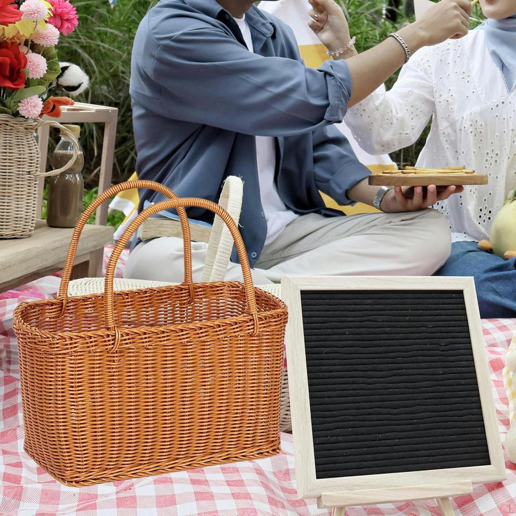 Empty And Versatile Woven Basket with Handle, Made of Imitation Rattan, Ideal for Fruit, Eggs,