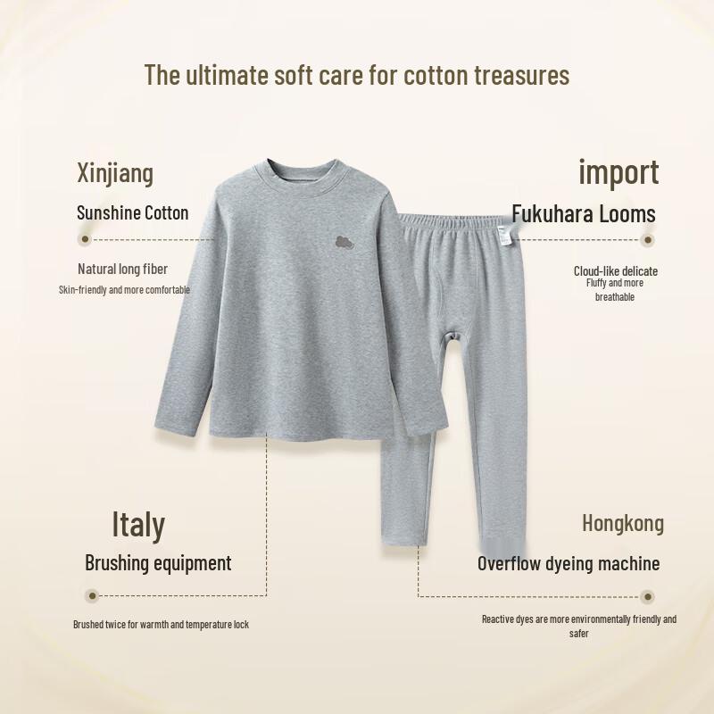 Balabala Boys' Soft Fleece Thermal Underwear Set