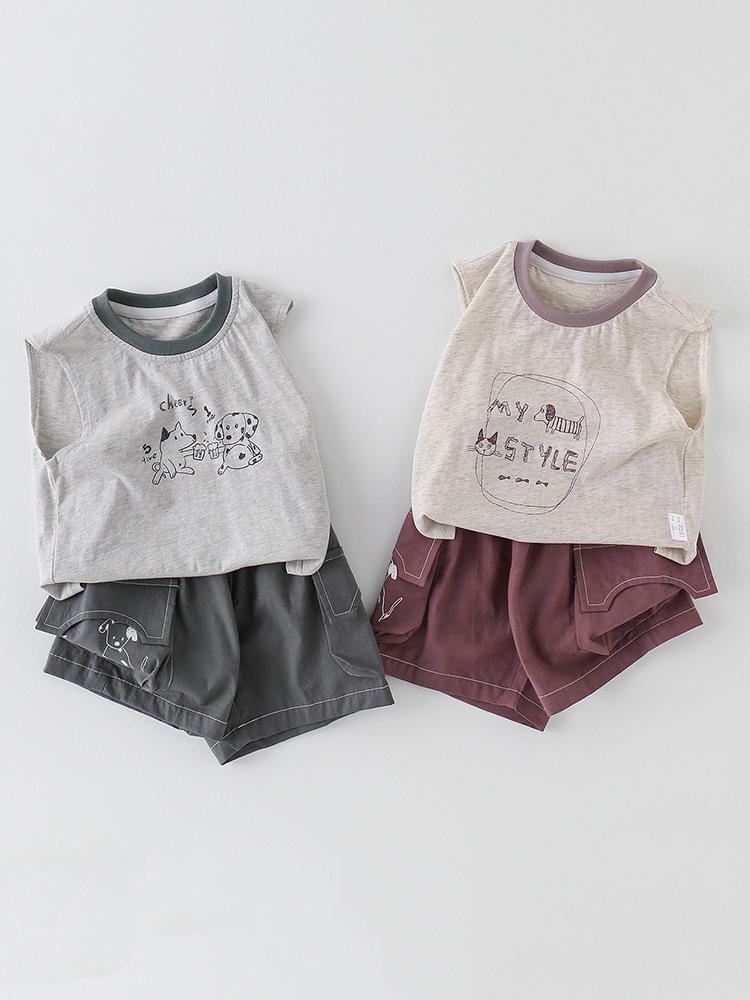 Baby Boy Sleeveless Cotton Vest & Shorts Set - Summer 2-Piece Outfit