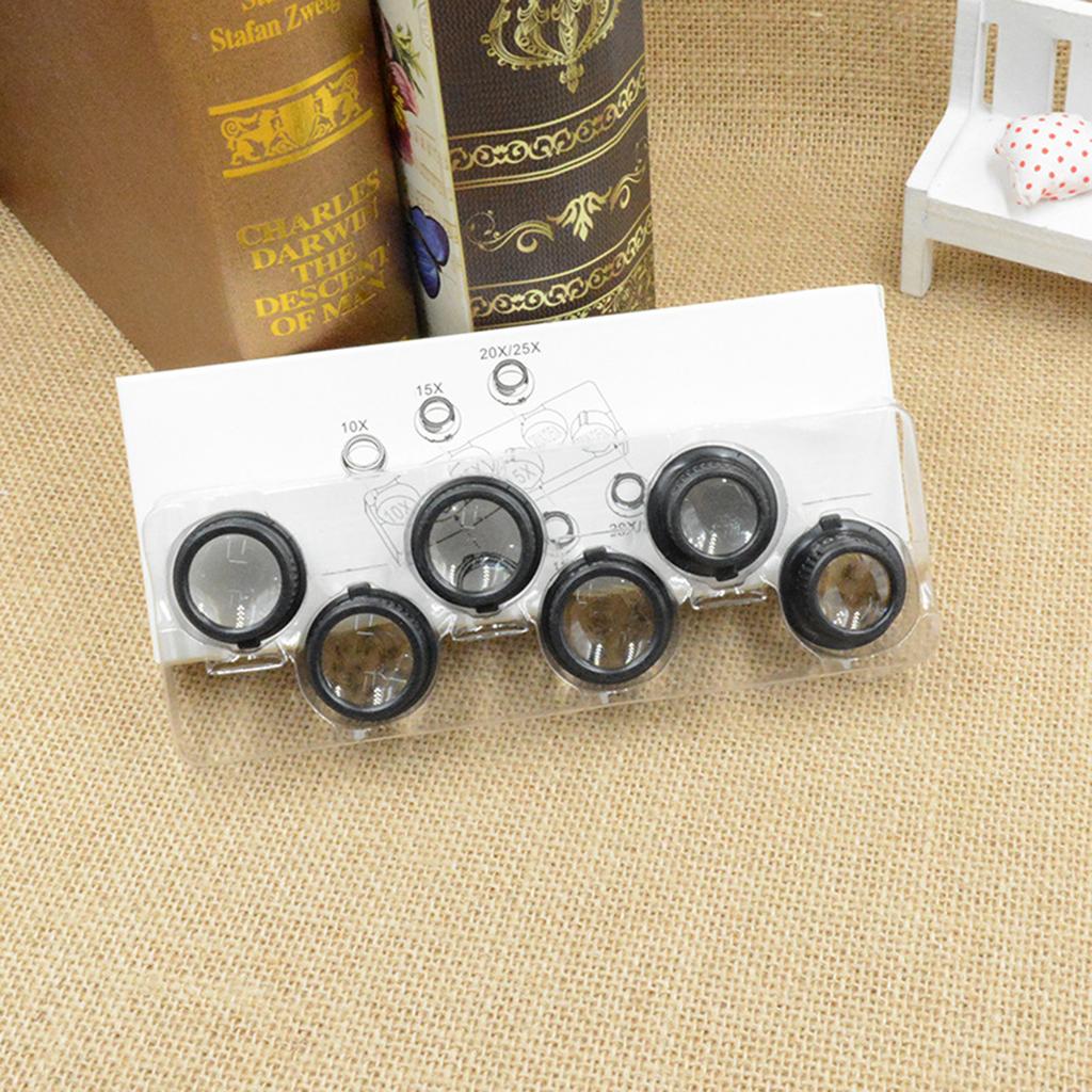 Magnifying Glasses with LED Light Jeweler Loupe Watch Repair Magnifier with 4 Interchangeable Lens 10x 15x 20x 25x
