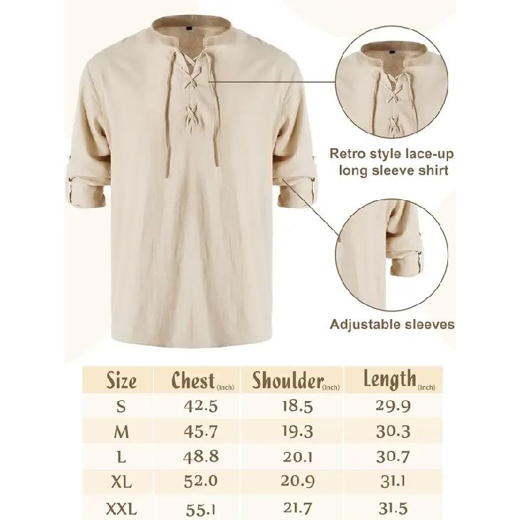 4 Pcs Halloween Men's Renaissance Costume Set Medieval Pirate Shirt Ankle Banded Pants Viking Belt Accessories