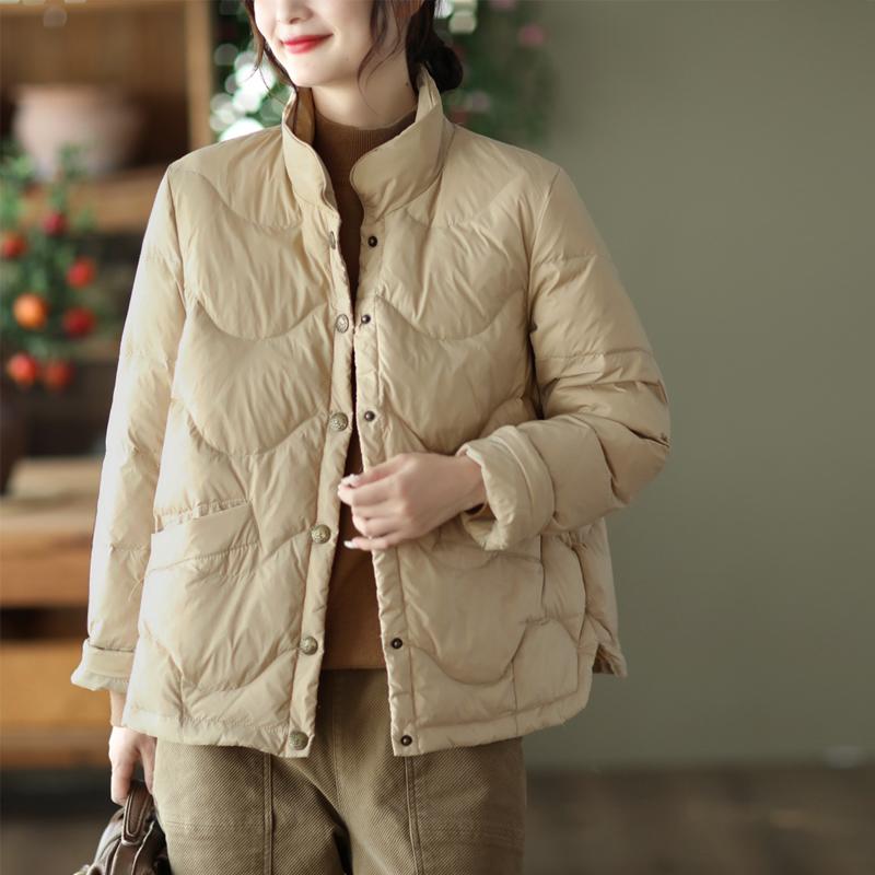 

Janveny Winter White Duck Down Coat Women Ultra Light Short Thin Jackets Autumn Casual Slim Puffer Jacket Female Parkas Outwear M хаки