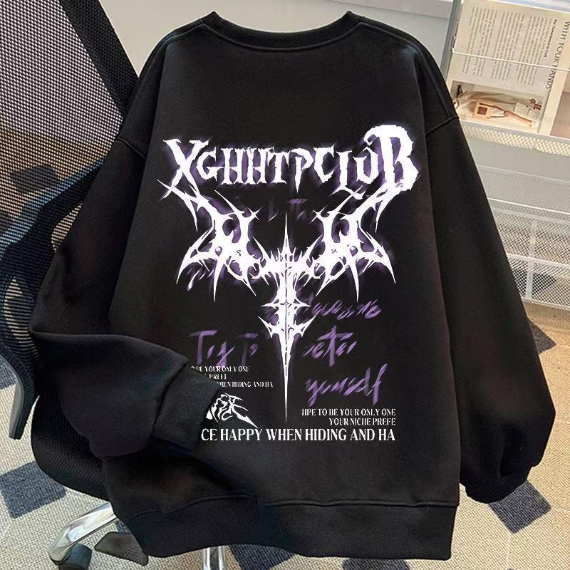 American Dark Style Luminous Unisex Hoodie - Cross Print, Trendy, Loose Fit, 100% Cotton 2XL Thin