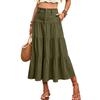 Damen Maxi-Rock mit hohem Bund und mehreren Lagen Knopfleiste Lässiger langer Rock mit Taschen Leichter weicher Stoff Bequeme Passform