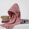 Fashion Cartoon Embroidery Dry Hair Cap Coral Fleece Soft Drying Quick Towel Water Absorption Without Falling Hair Bath Cap