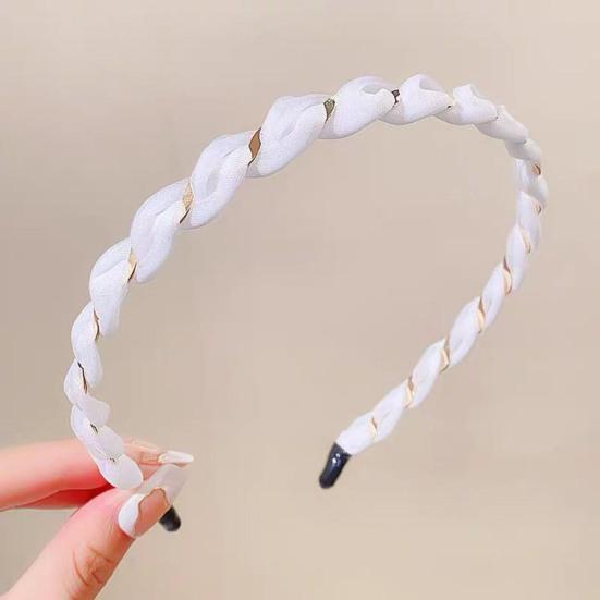 Women Headband Anti-Slip Teeth Mesh Yarn Twist Soft Braided Texture Hair Hoop Washing Face Headband Hair Accessory