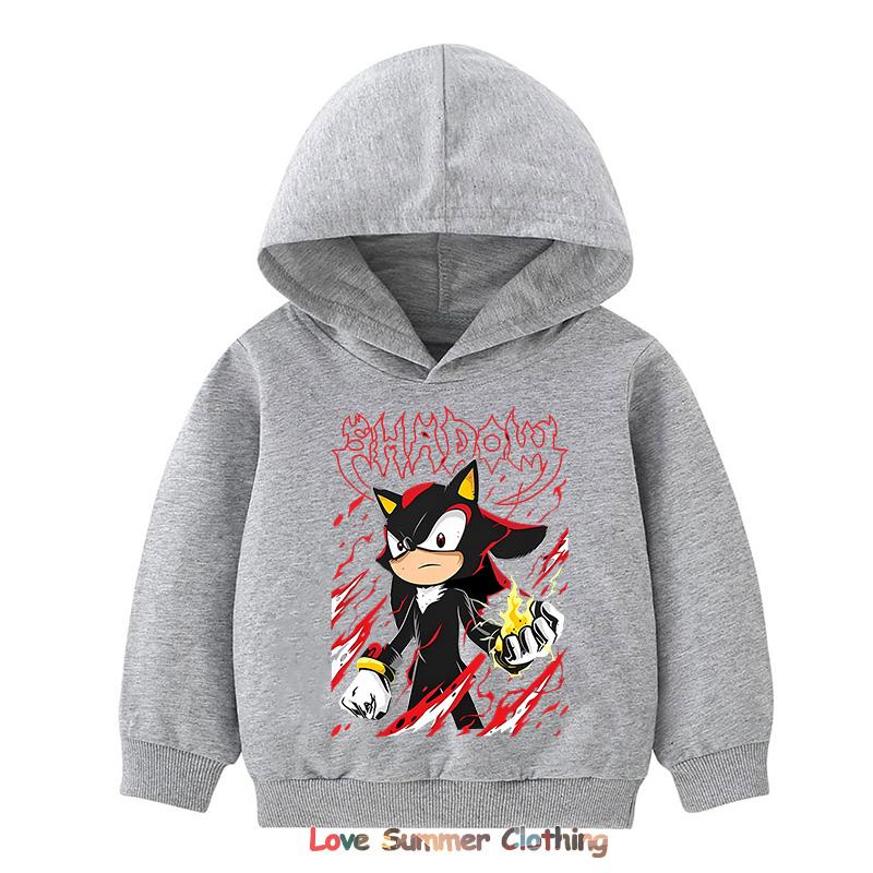 2025 Shadow Kids Hoodie Boys Pullover 4-14Yrs Girls Tops Hedgehog Long Sleeve Sweatshirt Polyester