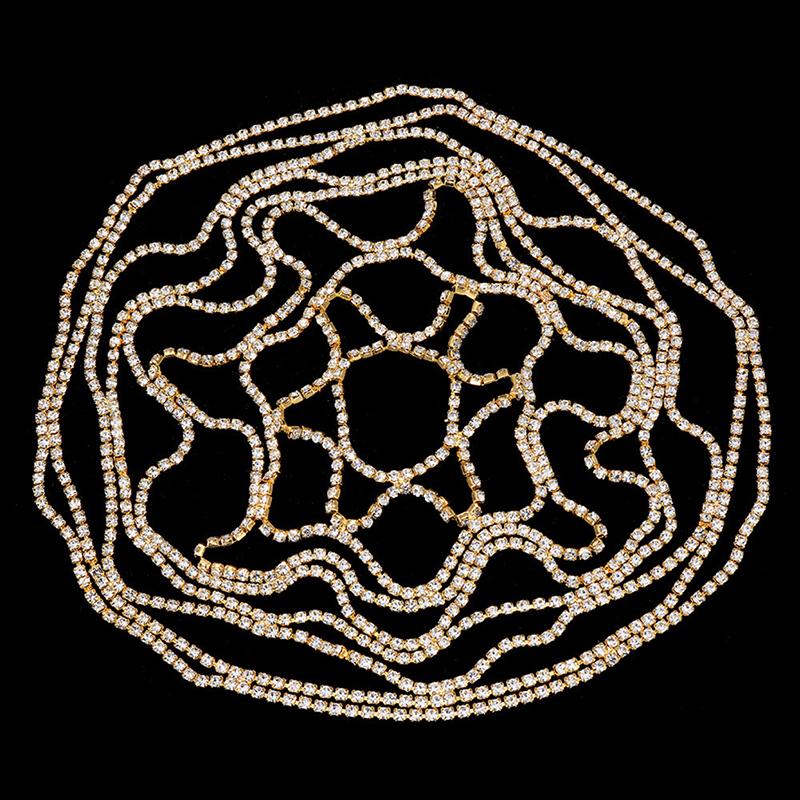 1Pc Hollow Rhinestone Mesh Headpiece Wedding Head Chain Jewelry For Women Luxury Crystal Headband Head Cap Hat Hair Accessories