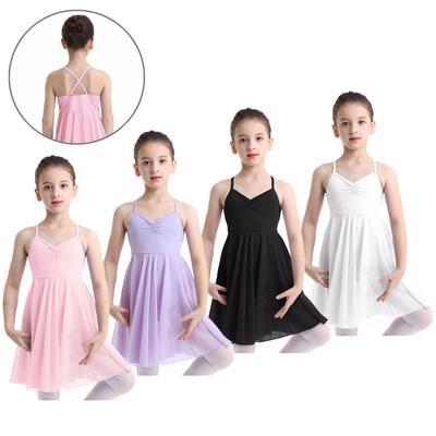 Gyerekek Lányok Balett Lírai Tánc Chiffon Ruha Balerina Tánc Jelmez Torna Trikó
