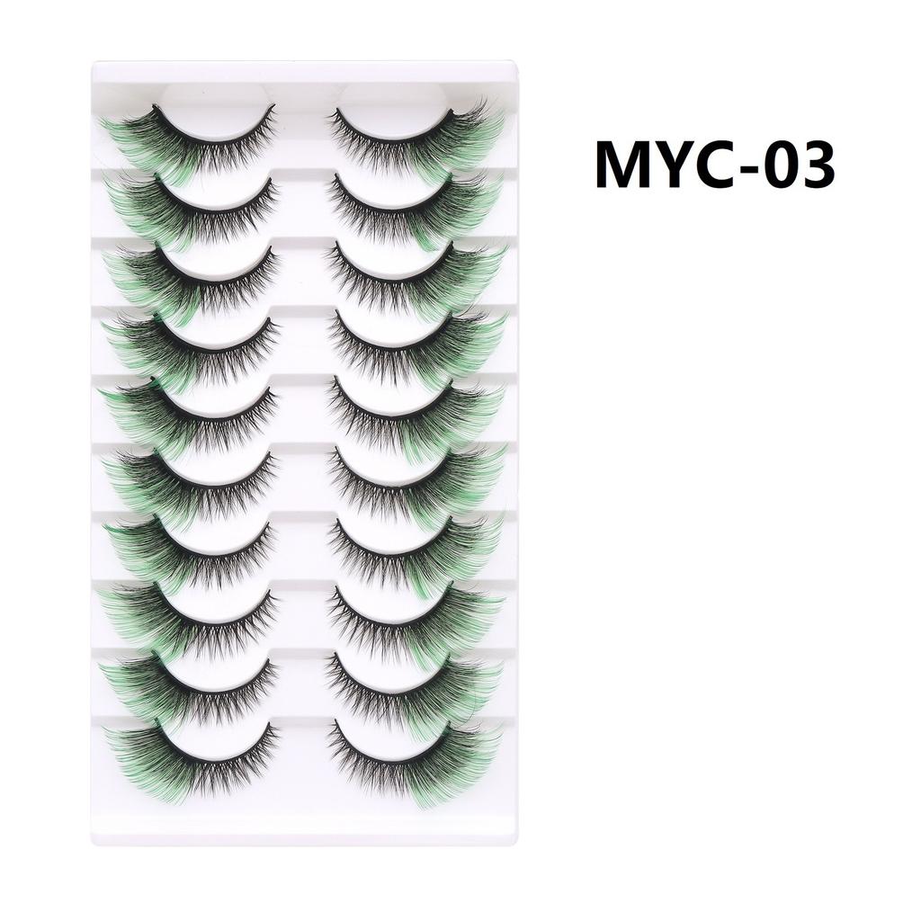 10 Pairs False Eyelashes, Colored Cat Eye Lashes with Black Band, Dramatic Volume Lashes for Party