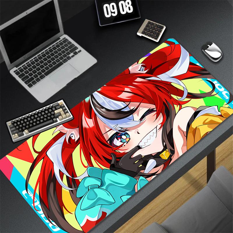 Gaming Mouse Pad Large Desk Mat Antislip Stitched Edges Cute Anime Girl Colorful Cartoon Print Waterproof Mat for Home