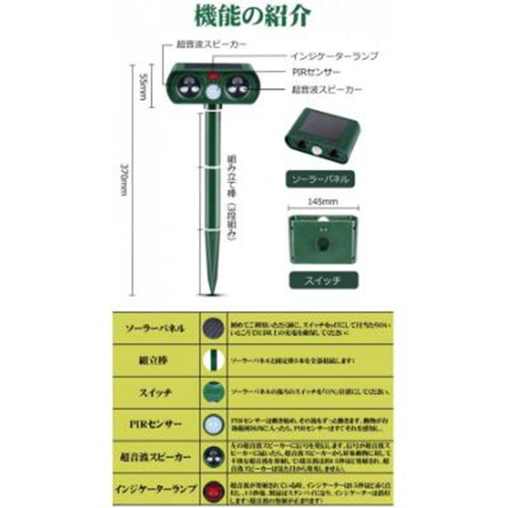 OUGUAN Ultrasonic Cat Set of Pest Bird Cat and Dog LED Repels Bird and Pest Control Device for Garden Protection Repellent, 2, Solar-Powered,