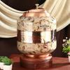 Copper Water Dispenser, Decorative Damask Pattern, Leak-Proof Tap, Heavy Weight (Gold, 14 Litres)
