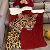 Prachtig Luipaard Rood Flanellen Deken Warm Zacht Halloween Kerst Bank Warm Gezellig Decoratief Decor Cadeau Voor Alle Seizoenen