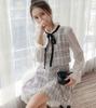 Check Tweed Ribbon Mini Dress Size [Nshop] (White, S)