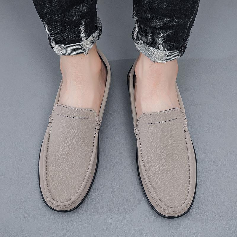 Summer Men Casual Shoes British Leather Loafers Simple Design Male Slip- Soft Bussiness Shoes Comfortable Driving Footwear 44
