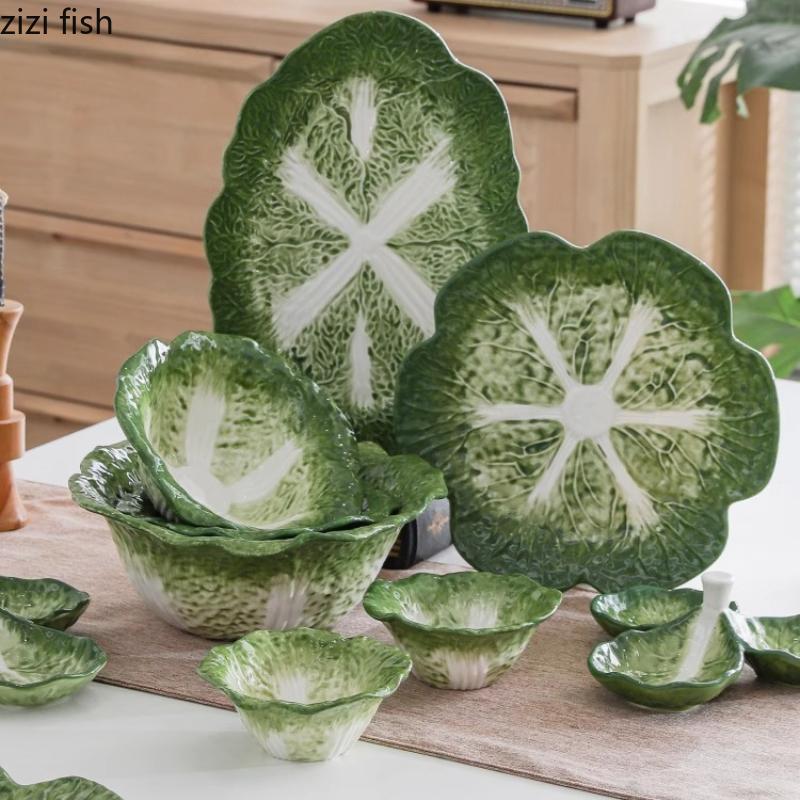 Cabbage Ceramic Dining Plate Dessert Bowl Soup Bowl Fish Dish Western Style Steak Plates Snack Plate Fruit Dish Salad Bowls