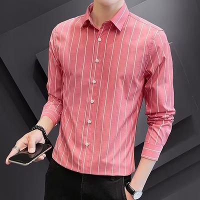 Men Oversize Office Shirt Long Sleeve Shirt Formal Business Shirt Men's Striped Shirt