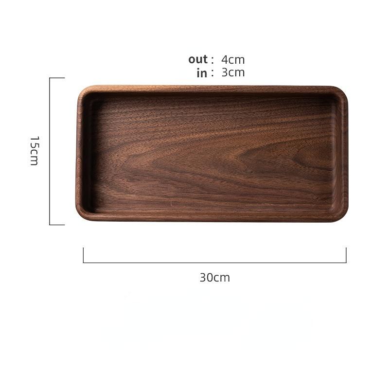 1 Stück Schwarznussholz Obstteller Snack Erfrischungsteller Massivholz Runde Schalen Rechteckiges Tablett für Lebensmittel