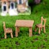 Miniature Wooden Table and Chair Set for Dollhouse Accessories Rustic Style Furniture for DIY Decoration Projects